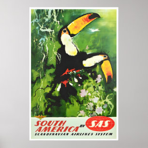 Südamerika-Kunst SAS Reiseplakat Tukan-Druck Poster