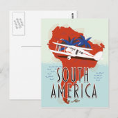 Südamerika mit Flugplakat Postkarte (Vorne/Hinten)