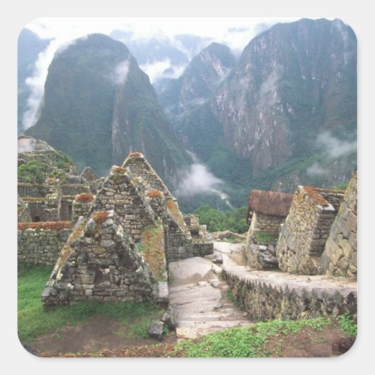 Südamerika, Peru, Machu Picchu Quadratischer Aufkleber (Vorderseite)