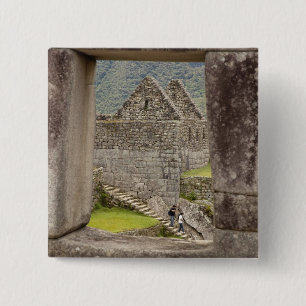 Südamerika, Peru, Machu Picchu. Zwei Touristen Button