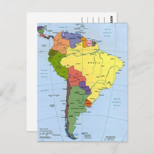 Südamerikakarte Postkarte (Vorne/Hinten)
