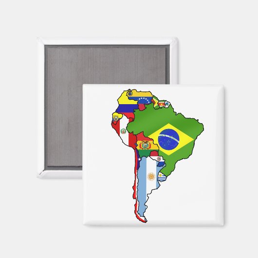 Südamerikanische Flaggen - Karte für Südamerika Magnet (Vorderseite/Rückseite)