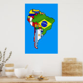 Südamerikanische Flaggen - Karte für Südamerika Poster (Küche)