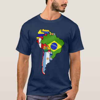 Südamerikanische Flaggen von Südamerika-Karte T-Shirt