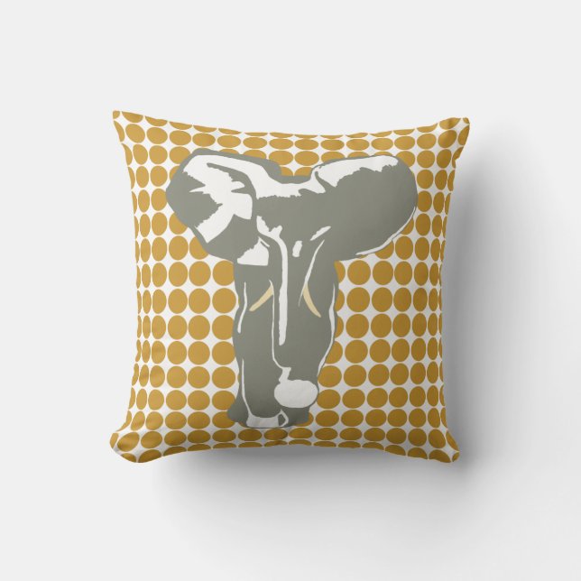Sudan Brown Safari Dot mit Pop Art Elephant Kissen (Vorderseite)