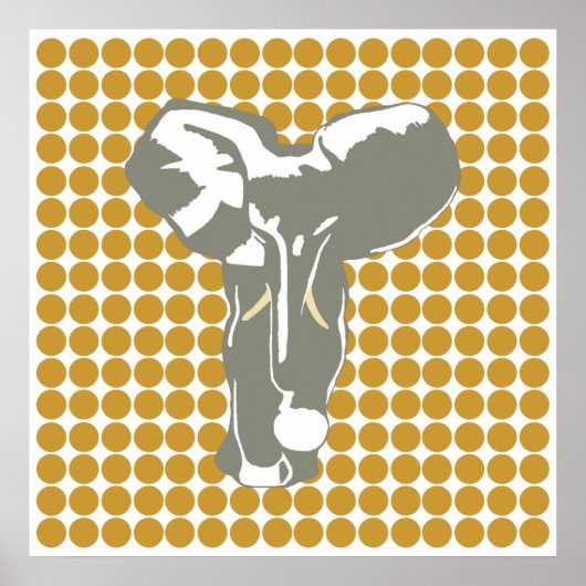 Sudan Brown Safari Dot mit Pop Art Elephant Poster (Vorne)