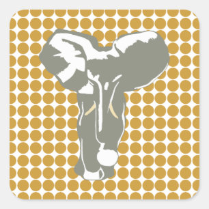 Sudan Brown Safari Dot mit Pop Art Elephant Quadratischer Aufkleber