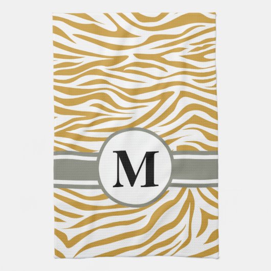Sudan Brown Safari Zebra mit Monogramm Handtuch (Vertikal)