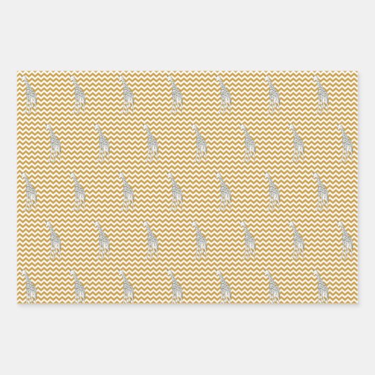 Sudan Brown Safari Zickzack mit Pop Art Giraffe Geschenkpapier Set (Vorderseite 3)