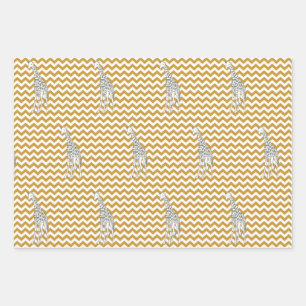 Sudan Brown Safari Zickzack mit Pop Art Giraffe Geschenkpapier Set