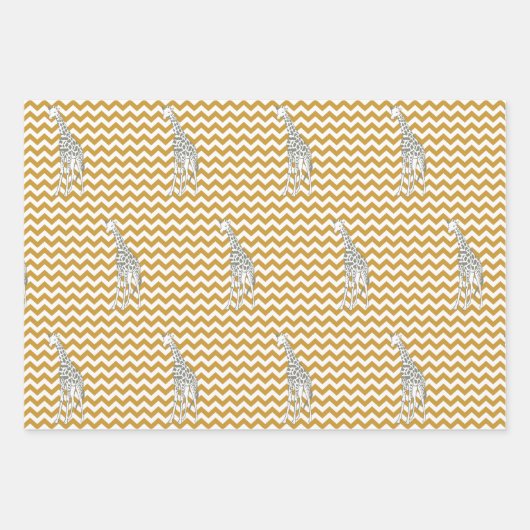 Sudan Brown Safari Zickzack mit Pop Art Giraffe Geschenkpapier Set (Vorderseite)