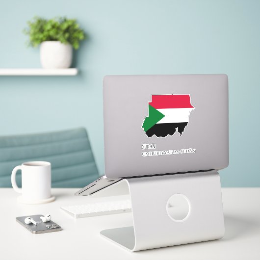 Sudan Flag Map Patriotic Aufkleber (Laptop auf Schreibtisch)
