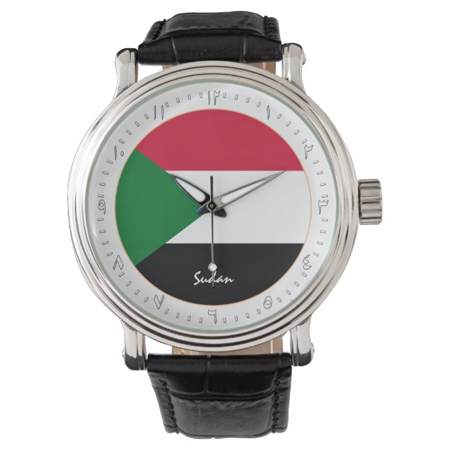 Sudan Flag & Sudan Mode, Arabisch Nein /Design Armbanduhr (Vorderseite)