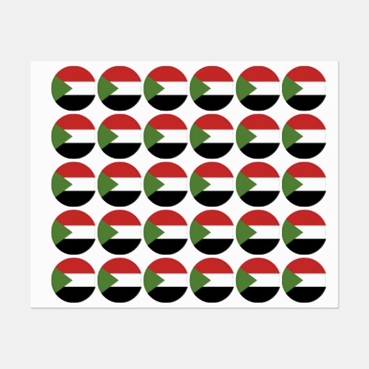 Sudan-Flagge Etiketten (Blatt)