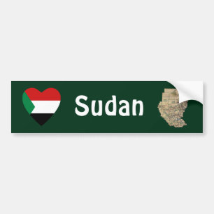 Sudan-Flagge Herz + Karte Aufkleber Autoaufkleber