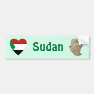 Sudan-Flagge Herz + Karte Aufkleber Autoaufkleber