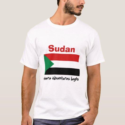 Sudan-Flagge + Karte + Text-T - Shirt (Vorderseite)
