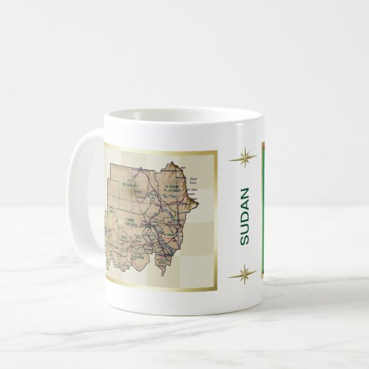 Sudan-Flagge + Karten-Tasse Kaffeetasse (Vorderseite Links)