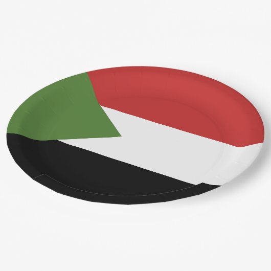 Sudan-Flagge Pappteller (Schrägansicht)