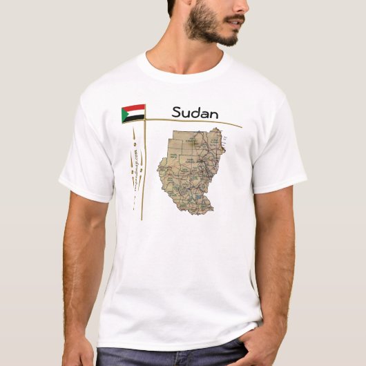 Sudan Karte + Flagge + T - Shirt (Vorderseite)