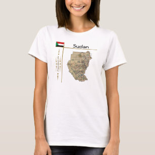Sudan Karte + Flagge + Titel T - Shirt
