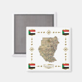 Sudan Karte + Flaggen Magnet (Vorderseite/Rückseite)