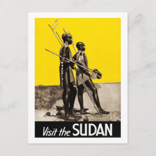 Sudan, Krieger, Speere, Vintag, Reisen Postkarte