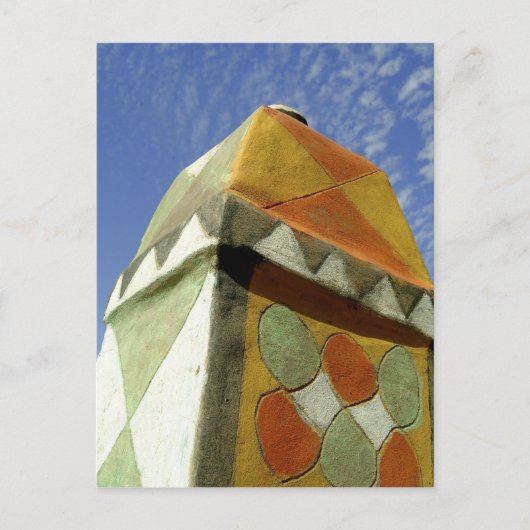 Sudan, Norden (Nubien), dekoriertes Dach Postkarte (Vorderseite)