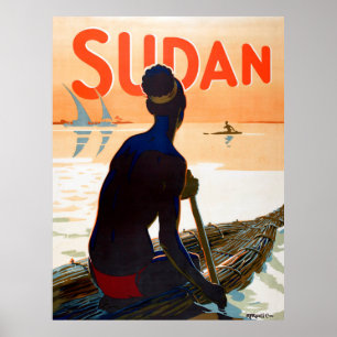 Sudan, traditioneller Fischfang, Jahrgang Poster