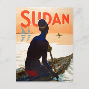 Sudan, traditionelles Fischen, Vintage-Reise Postkarte