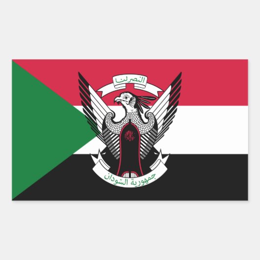 sudanesische Flagge & Emblem, Flagge des Sudan Rechteckiger Aufkleber (Vorderseite)