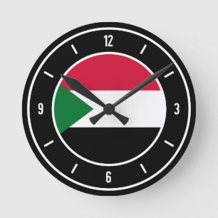 Sudanesische Flaggenelegante Runde Wanduhr