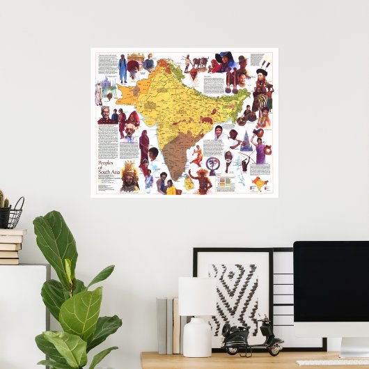 " Südasien: 1984 Völker und Kultur Karte ... Poster (Heimbüro)