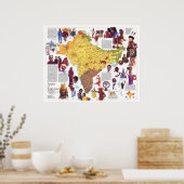 " Südasien: 1984 Völker und Kultur Karte ... Poster (Küche)