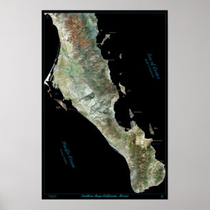 Südbaja california, Mexiko-Satellitenplakat Poster