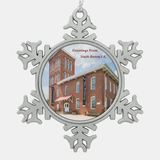 Südboston, VA Schneeflocken Zinn-Ornament (Vorderseite)