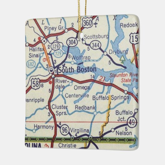 Südboston VA Vintage Karte Keramikornament (Links)