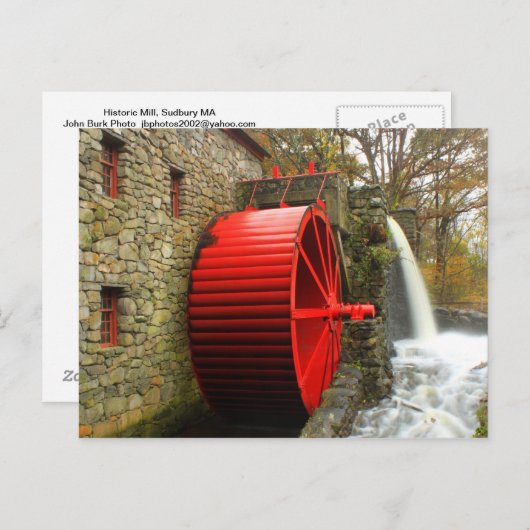 Sudbury Grist Mill Water Wheel Postkarte (Vorne/Hinten)