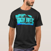 Südbutte-Blau auf blauem T-Shirt (Vorderseite)