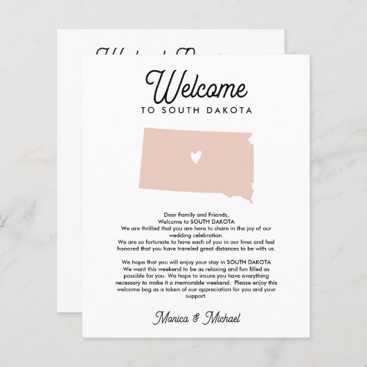 SÜDDAKOTA Begrüßungsschreiben JEDE FARBE (Vorne/Hinten)