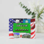 Süddakota-Karte, Foto-Text, Imitats Quarter & Flag Postkarte (Stehend Vorderseite)