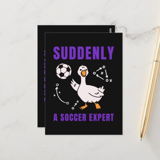 Suddenly a soccer expert postkarte (Vorderseite/Rückseite Beispiel)