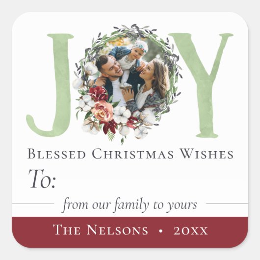 Südflorale Weihnachtsfreuden zum / vom Geschenktag Quadratischer Aufkleber (Vorderseite)