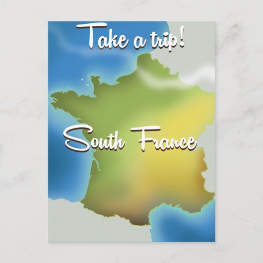Südfrankreich Karte Reiseplakat (Vorderseite)