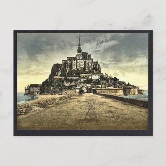 Südfront vom Deich, Mont St. Michel, Frankreich Postkarte (Vorderseite)