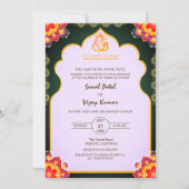 Sudh Desi Indian Hindu Wedding Ganesha Logo Chakra Einladung (Vorderseite)