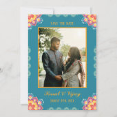 Sudh Desi Indian Hindu Wedding Ganesha Logo Chakra Einladung (Rückseite)