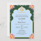 Sudh Desi Indian Hindu Wedding Ganesha Logo Chakra Einladung (Vorderseite)