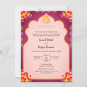 Sudh Desi Indian Hindu Wedding Ganesha Logo Chakra Einladung (Vorderseite)