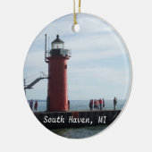 Südhafen-Michigan-Leuchtturm-Verzierung Keramik Ornament (Links)